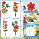 4 Pack Garden Decor for Outside Metal Flowers Garden Stakes Spring Decor 15'' Decorative Colorful Flowers Birds Butterfly Yard Art Rust Proof Plant Sticks for Yard Lawn Pathway Patio Outside