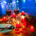 1000 Pieces Artificial Red Rose Petals with 24 Pieces Heart Romantic Flameless LED Tealight Candles for Special Night, Love Candle for Valentine's Day, Anniversary Decorations, Wedding, Engagement