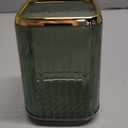 Makeup Brush Cup Holder Organizer for Vanity, Acrylic Vintage Green Make Up Brushes Holders Container Storage with Striped Design for Bathroom Countertop, Pen Pencil Holder Cosmetic Cup for Desk (Square)