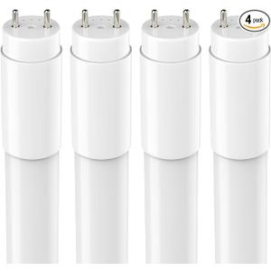 4 Pack T8 LED Tube Lights 4FT, Fluorescent Replacement, 48 Inch, 14W, 2450LM, 5000K Daylight, Single or Double End Power, Type A+B, Plug and Play or Ballast Bypass, Frosted