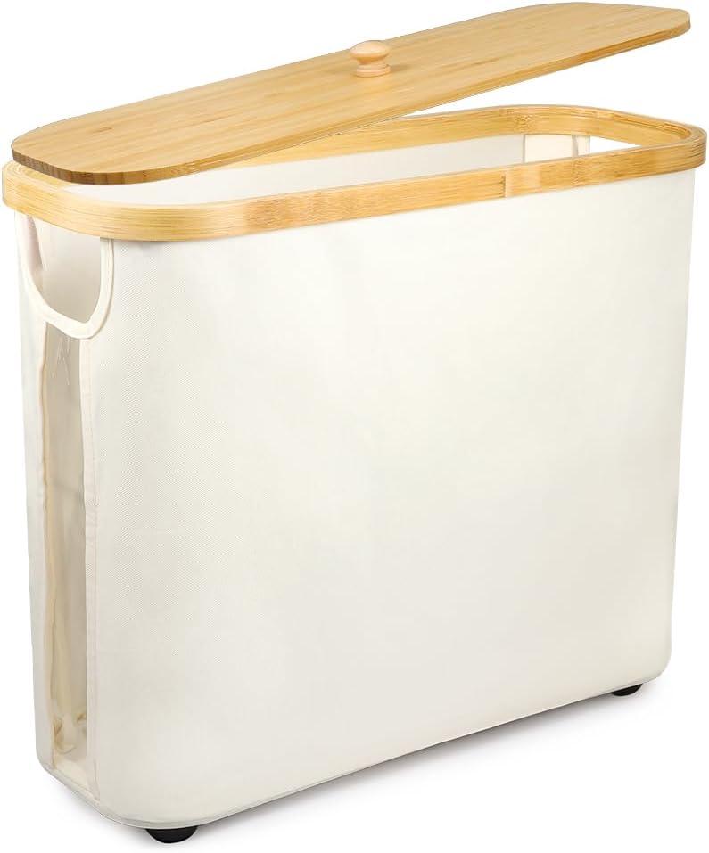 Picowe Toilet Paper Storage Toilet Paper Organizer Basket, Toilet Paper Bin with Lid, Toilet Paper Holder Basket for Bathroom, Beige