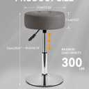 IBUYKE Height Adjustable 360Swivel Vanity Stool, Tufted Round Vanity Chair for Makeup Room, Faux Leather Vanity Stool for Bathroom, Living Room, Modern Ottoman, Gray WBD025G