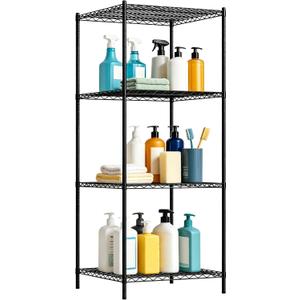 Wire Storage Standing Shelf Rack Tower, Corner Metal Shelving Unit with Adjustable Shelves, Space-Saving Organizer for Garage, Kitchen, Bathroom, 23.5 * 23.5 Inch