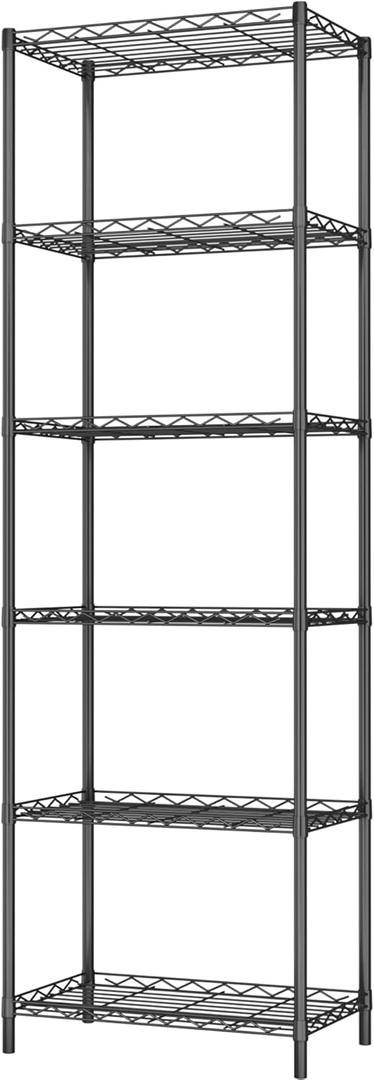 HOMEFORT 6-Tier Storage Shelves, Heavy Duty Metal Storage Rack, Wire Shelving Unit Organizer Rack for for Pantry Closet Kitchen Laundry (21Wx11.4Dx67H,Black)