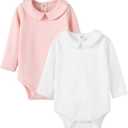 Pureborn Baby Romper Bodysuits 2-Pack Unisex Soft Cotton One-Piece Outfit for Infant Boys Girls 0-24 Months