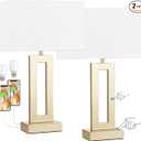 Seealle Nightstand Table Lamps for Bedrooms Set of 2  Touch Bedside Lamp with USB C+A, 3 Way Dimmable Living Room Lamps for End Tables Set of 2(White&Gold)