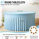12 Pack Bulk Baby Blue Round Tablecloths for 5ft Tables, 120 inch Fitted Spandex Table Cloth with Skirt, Wrinkle Free Wholesale Table Covers for Large Events, Weddings Reception, Banquets, 60inch