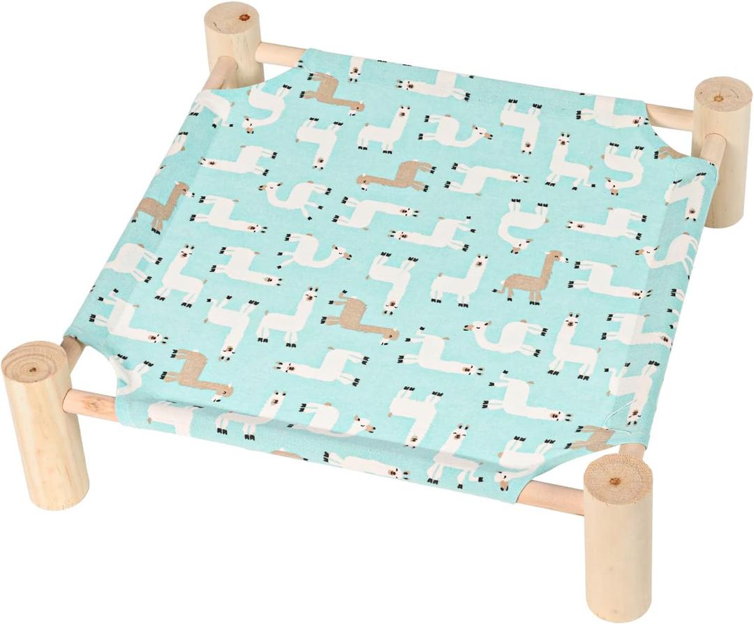 Patas Lague Cat and Dog Hammock Bed for Small Dogs, Brethable Wooden Cat Pet Rabbit Elevated Cooling Outdoor Bed Cots Furniture for All Seasons Alpaca (1 Cover)