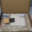 Clear Gold Glass Weekly Dry Erase Calendar Whiteboard with Wood Decoration for Wall, Menu & Meal Planner White Board for Home Kitchen, 15x11, Wood Marker Holder and 4 Markers Included, Yeoux