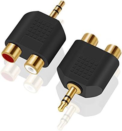ANDTOBO 3.5 mm TRS to Dual RCA F (2-Pack), 3.5mm Stereo Male to Dual RCA Female Audio Breakout Adapter