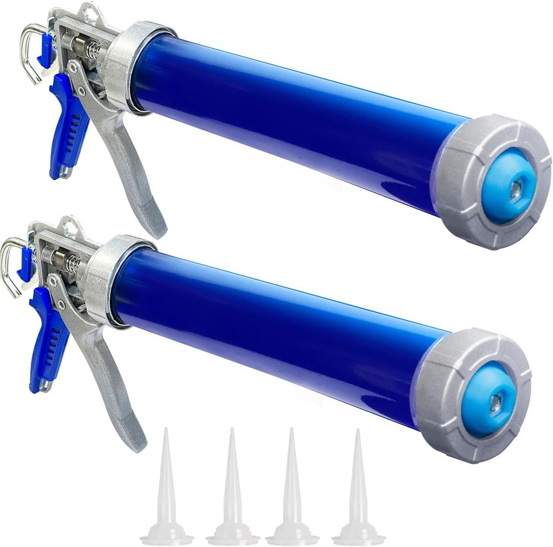 2 Pack sausage caulking gun, sausage gun caulking gun, 20 oz sausage tube gun caulking gunwith 4 cone nozzles, Suitable for bathroom, kitchen, living room, window and roof