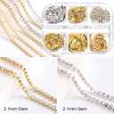 2 x Metal Nail Art Chains Decorations, Gold Silver Nail Art Line Accessories, Punk Luxury Pearl Gem Nail Art Glitter Design, 3D Nail Art Chain Supplies for Women Manicure Art, Resin Nail Art Tips Tools