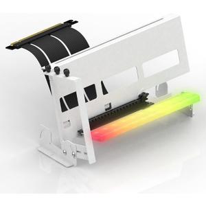 EZDIY-FAB PCIe 4.0 GPU Mount Bracket with ARGB LED Module, Multi-Angle Adjustment with Riser Cable, Compatible to RTX4090, 4080, 4070ti- White