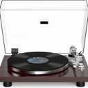Record Players Wireless Output Vintage Turntables for Vinyl Records Aluminium Platter Carbon Fiber Tonearm Belt-Drive 33 45 RPM Phono Audio AT-3600L MM Cartridge RCA Line Anti-Skate Pitch Control Red