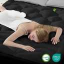 BDEUS Twin Mattress Pad, Extra Thick 1450GSM Mattress Topper, Four Leaf Clover Soft Mattress Protector Cover with 21" Deep Pocket for Back Pain Relief, 3D+7D Down Alternative Fill Overfilled, Black