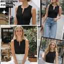Oakgarden Womens Button Down Tank Top Going Out Ribbed Sleeveless Shirt Cropped Fitted Vest Y2k Fashion Trendy Summer Clothes (Black, L)