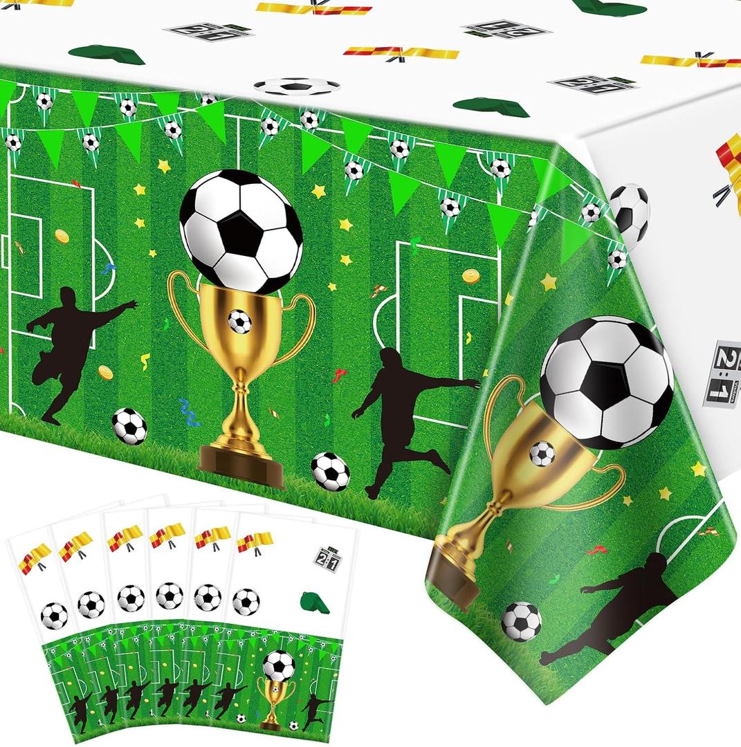 6 Pack Soccer Party Tablecloth Soccer Birthday Decorations Sports Party Table Covers Football Table Cloth Football Themed Birthday Parties Decorations for Sport Themed Parties Supply 51 x 86 Inch