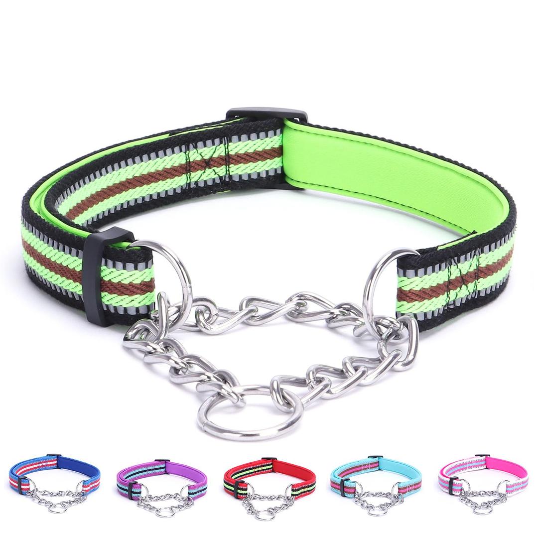 Alainzeo Reflective Martingale Dog Collars, Adjustable Soft Neoprene Padded Breathable Nylon Pet Collar for Puppy, Medium and Large Dogs,Blue,S