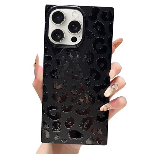 Jmltech for iPhone 16 Pro Max Case Cheeah Leopard Women Rectangle Edge Retro Vintage Protective Drop Protection Phone Cases for iPhone 16 Pro Max Black