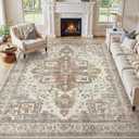 10x14 Area Rugs for Living Room, Washable Non Slip Vintage Distressed Stain Resistant Low Pile Indoor Carpet, Large Rug for Bedroom Dining Room Nursery Office-Golden Taupe