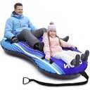 Inflatable Snow Tube Sled, Heavy Duty Snow Tubes for Sledding with Premium Canvas Cover for Kids Adults, Winter Outdoor Snow Toys Gift, Christmas Birthday Gift for Children Family (Dark Blue)