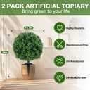 Artificial Boxwood Topiary Ball Trees with Ground Spikes UV Resistant Faux Greenery Shrubs Fake Shrubs for Outdoors, Realistic Faux Plants Bushes for Garden Porch Yard Patio Decor (Green Boxwood)