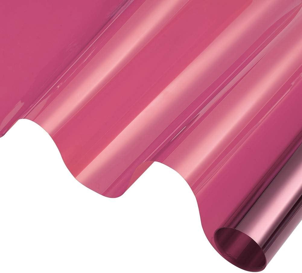 Daytime Privacy Window Film Sun Blocking Blackout Window Film Anti UV Heat Control Window Tint for Home Office Static Cling Vinyl 19.68'' x 118'', Rose Red