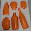 Matte Orange Ceramic Vase Set of 6 -Bud Vases in Bulk, Modern Minimalist Decor Flower Vases for Home Decor, Clay Vase, Farmhouse Vase Rustic Vase Boho Vase for Centerpiece Table Shelf Entryway Mantel