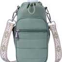 Lexiyat Water Bottle Bag 40 oz Crossbody Holder for Walking Hiking Insulated Carrier Purse with Adjustable Strap (Green)