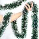 50 Ft Green Christmas Tinsel Garland Metallic Twist Shiny Garland for Xmas Christmas Tree Decorations, Holiday Home Party Supplies Indoor Outdoor Decor (Green)