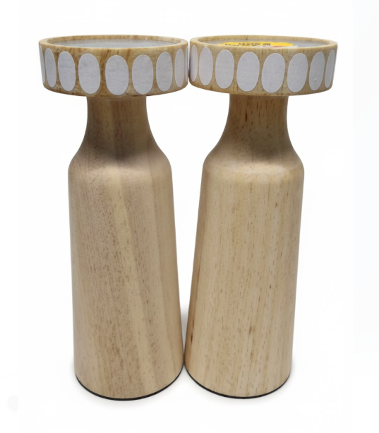 2 WOODEN CANDLE HOLDERS