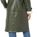 Kenneth Cole Womens Belted Notch Collar Coat (Large, Classic Faux Leather Dark Green)