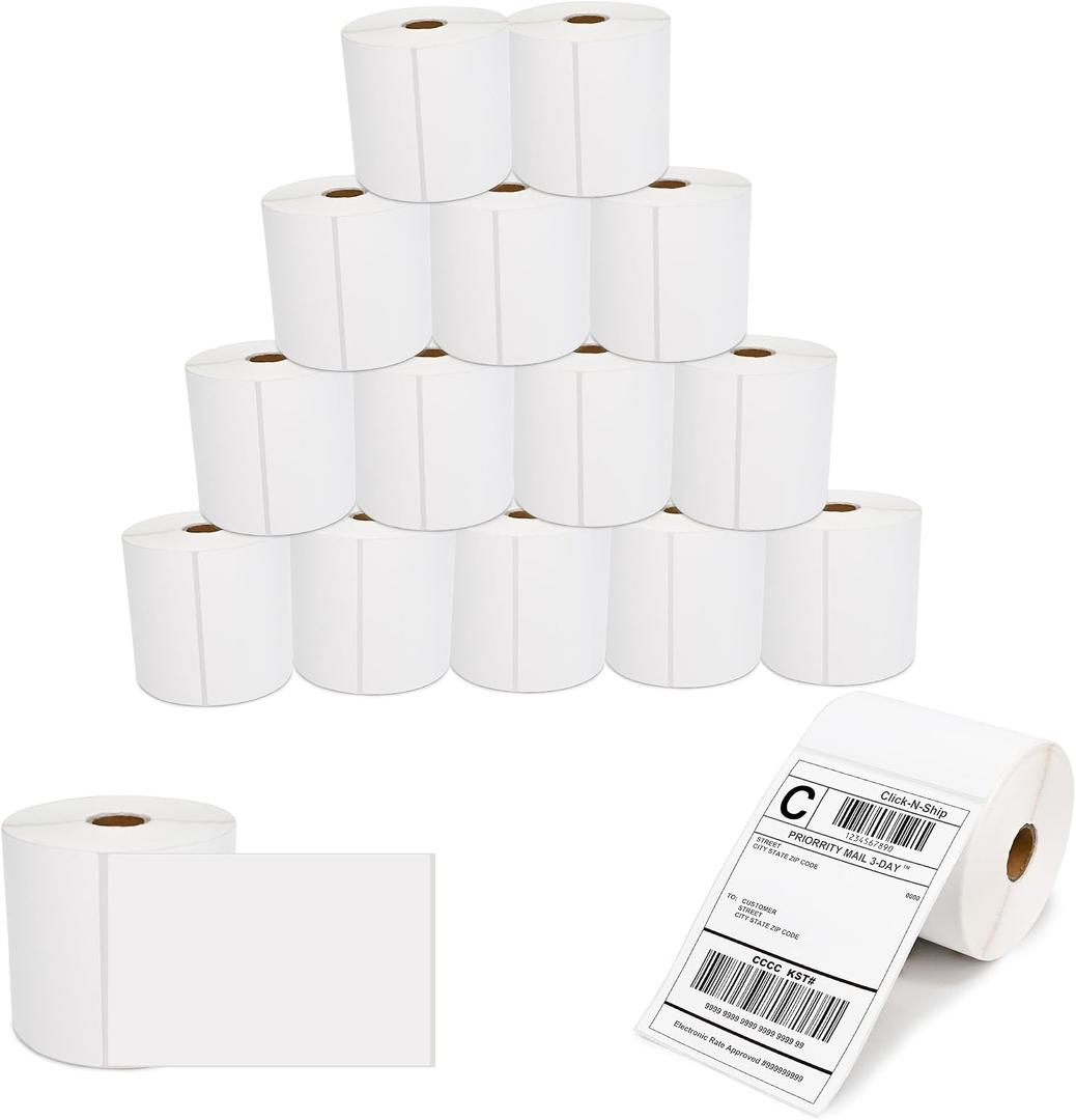 L LIKED 16 Rolls 4" x 6" Direct Blank Thermal Shipping Labels with 450/Roll, 16 Rolls - 7200 Labels