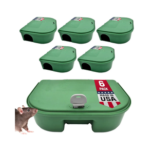 Exterminators Choice - 6 Pack Rat Bait Station Boxes with 1 Key - Heavy Duty Mouse Trap Poison Holder - Great for Catching Rats and Mice - Pest Control - Durable and Discreet