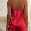 Ekouaer Satin Pajama Sets for Women 2 Piece Silky Cami Pj Set Soft Nightwear Lingerie Sleepwear Set (Small, Red)