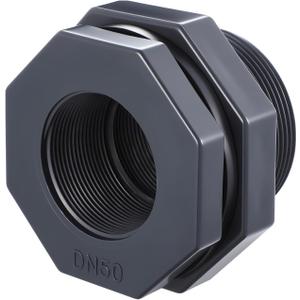 1 Pcs 2 Inch Bulkhead Fitting PVC Water Tank Connector Plumbing Pipe Threaded Bulkhead Fitting NPT for Rain Barrels, Water Tanks, Aquariums, Tubs, Pools