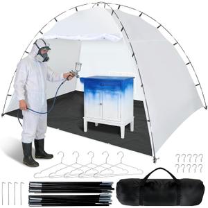 10x6x6.6ft Portable Paint Booth Tent, Extra Large Spray Paint Tent with Wire Hangers, Cup Hooks, Built-in Floor, Mesh Screen for Furniture DIY Hobby Tool, Spray Paint Shelter, Small Items