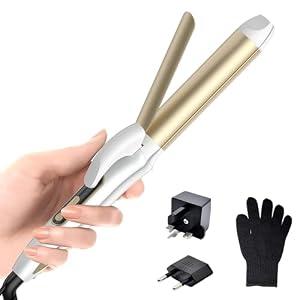 2 in 1 Dual Voltage (110V-240V) 1.25 Inch Normal Size Hair Curler and Straightener