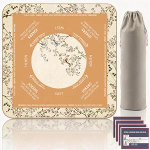 Mahjong Mat for Table with 3PC Mahjong League Cards 32 Inch Soft Non-Slip Waterproof Noise Reduction Gaming Mat with Storage Bag for Mahjongg/Poker/Board Games/Card Games/Dominoes