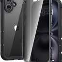 Diaclara Designed for iPhone 16 Plus Case 6.7 Inch,Upgraded [Full Camera Protection] Full Body Rugged Clear Bumper Case with Built-in Privacy Screen Protector for 16 Plus,Black