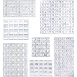 Amazon Basics Cabinet Door Bumper, Clear Self Adhesive Bumpers Pads for Surface Protection and Noise Reduction, 300-Piece, 6.9 x 4.5 x 0.6 inch