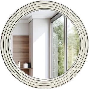 Wall Mirror White Fashion Indoor Round Mirror Large Size Suitable for Office Living Room Aisle (Round 24 Inch)