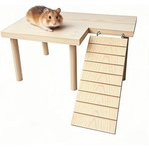 Wooden Hamster Platform for Hamster Cage Accessories Climbing Toys Dwarf Syrian Hamster Gerbil Rat Mice Degus or Other Small Pets