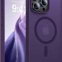 Magnetic for iPhone 15 Pro Case,[Compatible with MagSafe][Military-Grade Drop Protection][Anti-Yellowing]Shockproof Protective Translucent Matte Cover for iPhone 15 Pro Phone Case,Deep Purple