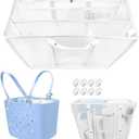 XYFuuee Beach Bag Organizer Insert for XL Simple Modern Bag Accessories with 8 Removable Metal Fasteners, Extra Large Lightweight Mesh Inserts Divider Pouch, Organizing Rubber Tote, Save Space, White
