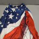 4th of July Womens Red White and Blue Shirts 3/4 Sleeve Patriotic Tops American Flag Graphic USA Tees Patriotic Tunic, XL