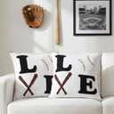2 x Hahafelt 2 Pcs Embroidered Baseball Throw Pillow Covers 18 X18 Inches Love Baseball Decorative Throw Pillow Cover for Room Decor Sofa Couch Bed Car