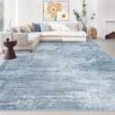 Area Rugs 8x10 Living Room: Washable Rug Modern Abstract Large Rugs Soft Non Slip Neutral Rug Stain Resistant Indoor Carpet for Bedroom Kitchen Dining Room Table Nursery Home Office Rugs(Blue,8'x10')Rug