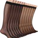 12 Pairs Knee High Stockings for Women, 20 Denier Sheer Nylon Socks for Women (Black)