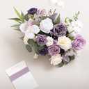Ling's moment Lilac Wedding Bouquets for Bride, Purple Bridal Bouquets for Bride, 15 Inch Free Form Artificial Wedding Flower Bouquet
